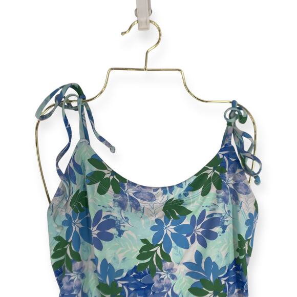 Xirena Orion Blue Sail Tropical Floral One Piece Shoulder Tie Swimsuit Medium - Picture 5 of 14